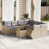 vidaXL 9-tlg. Garten-Sofagarnitur mit Kissen Beige Poly Rattan