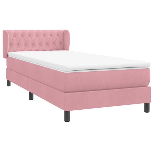 vidaXL Boxspringbett mit Matratze Rosa 90x210 cm Samt