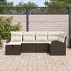 vidaXL Garten-Sofa-Set mit Kissen mit Speicher 6 pcs Braun Poly Rattan