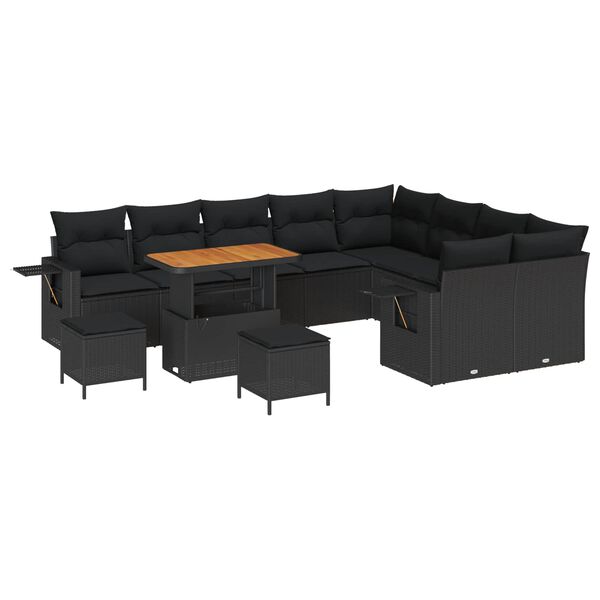 vidaXL Gartensofa-set 12 pcs Schwarz Poly-Rattan