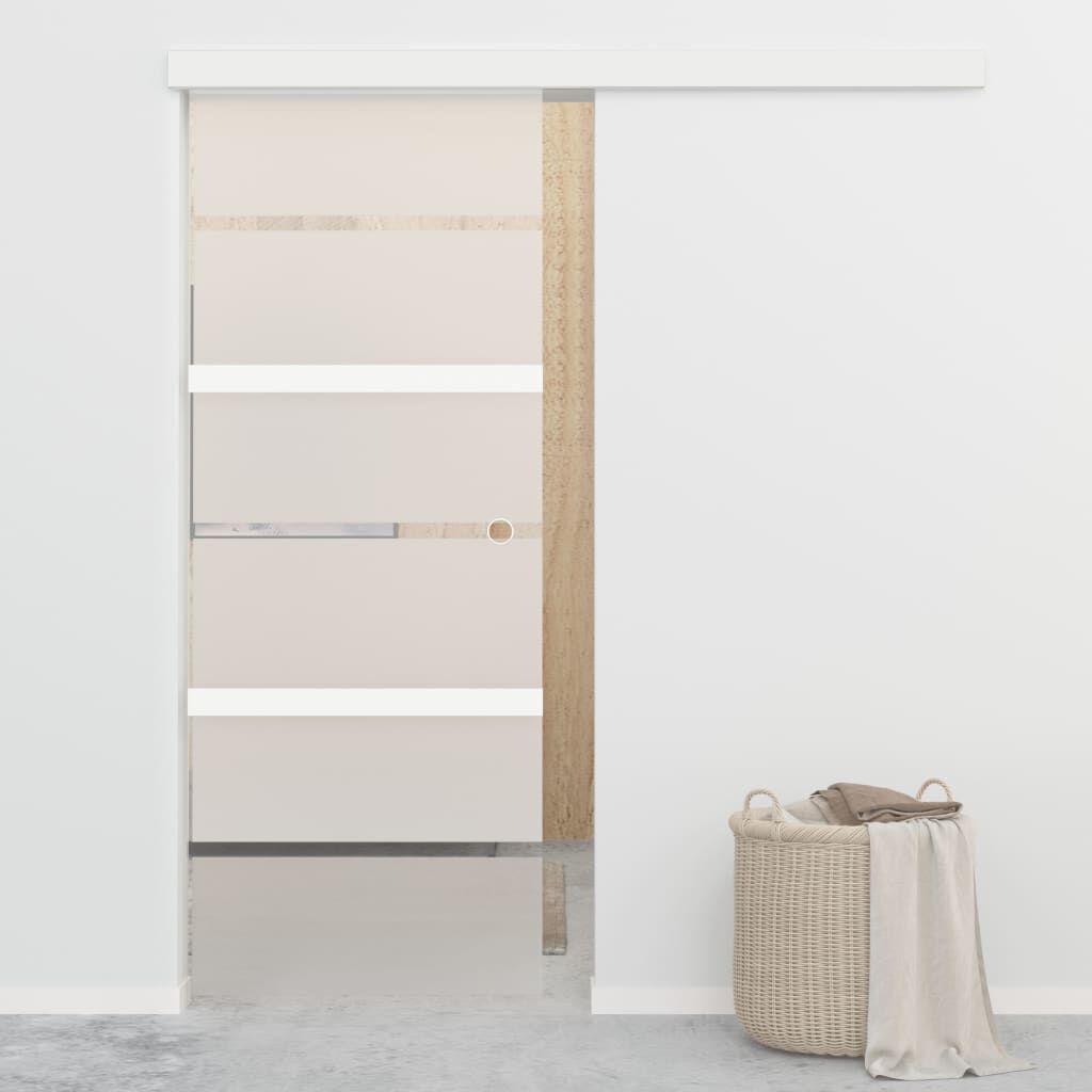 VidaXL Schiebetür Aus Glas – 102,5x205 Cm, Mattierte ESG-Glasscheiben, Aluminium-Rahmen Gold, Für Innenräume, Inkl. Zubehör