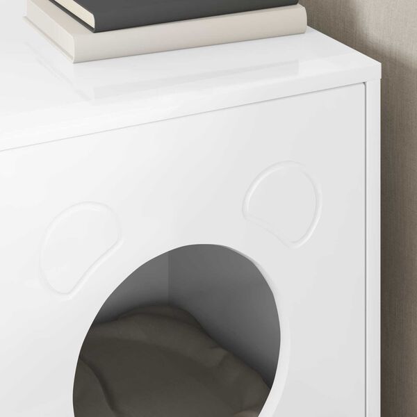 vidaXL Katzenhaus Gl&auml;nzend Wei&szlig; 42,5 x 40 x 53 cm Holzwerkstoff