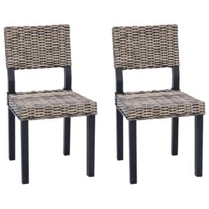 vidaXL Esszimmerstuhl GENDT 2 stk. Kubu Rattan Schwarz gewaschen