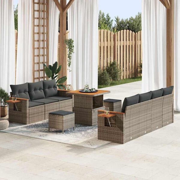 vidaXL Gartensofa-set mit Kissen 10 pcs Grau