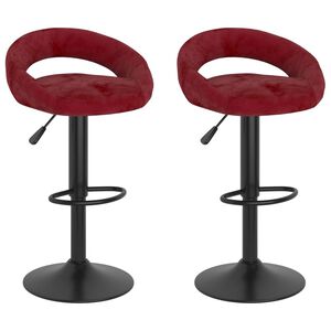 vidaXL Barhocker 2 Stk. Weinrot Samt