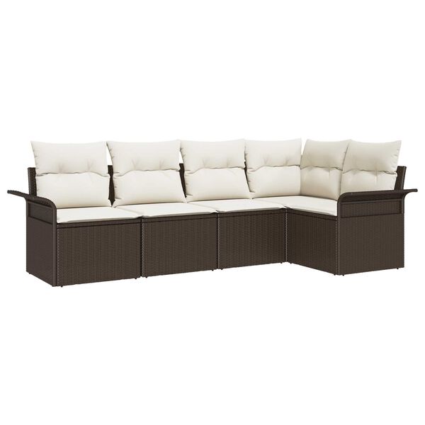 vidaXL Gartensofa-set mit Speicher 5 pcs Braun Poly-Rattan