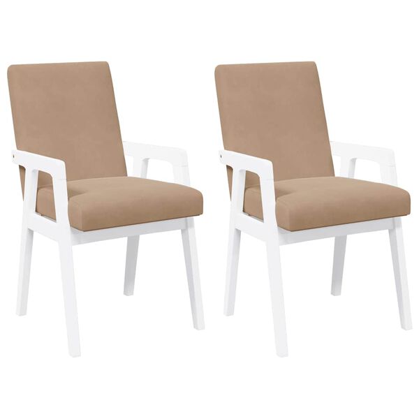 vidaXL Esszimmerstühle mit Kissen 2 Stk. Weiß Massivholz Gummibaum