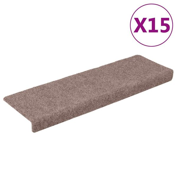vidaXL Stufenmatten Selbstklebend 15 Stk. 65x21x4 cm Hellbraun Rechteckiger Rand