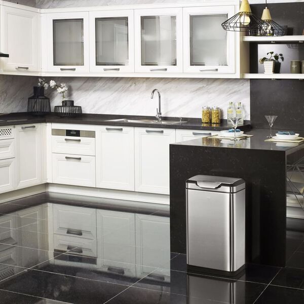 EKO M&uuml;lleimer mit Touch-Deckel Pro 2x20 L Mattsilber