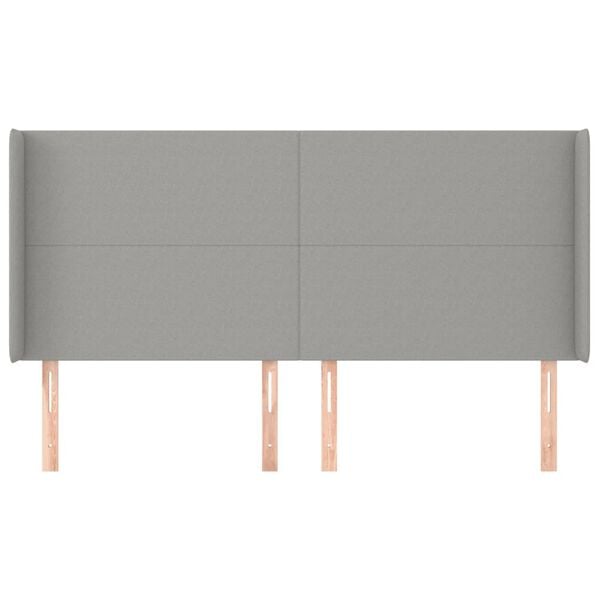 vidaXL Kopfteil mit Ohren Hellgrau 183x16x118/128 cm Stoff