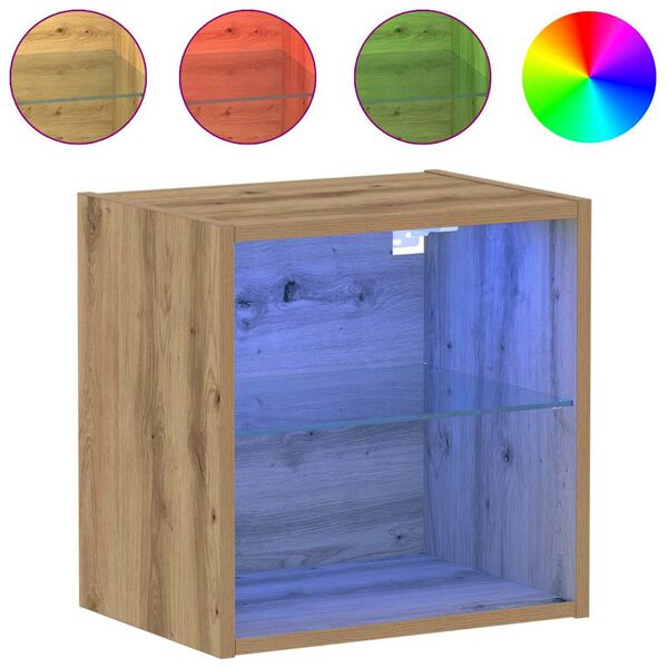 vidaXL Schwimmendes Regal mit LED-Licht 2 pcs Braun 40 x 28,5 x 40 cm