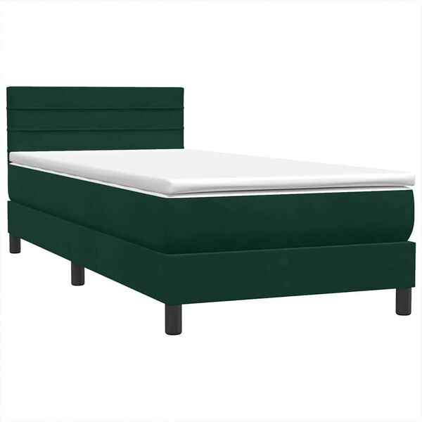 vidaXL Boxspringbett mit Matratze Dunkelgr&uuml;n 100x220 cm Samt
