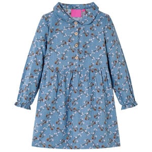 Kinderkleid mit Langen &Auml;rmeln Petrolblau 92