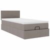 vidaXL Ottoman-Bett mit Matratze & LEDs Taupe 90x190 cm Stoff