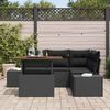 vidaXL Garten-Sofa-Set mit Kissen mit Kissen 5 pcs Schwarz und Braun