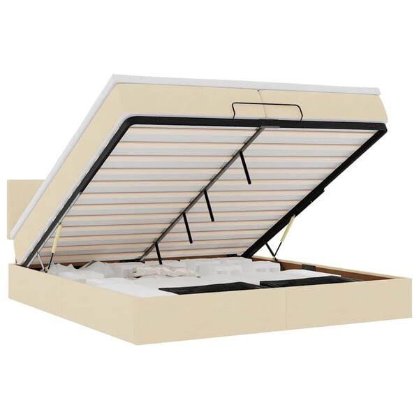 vidaXL Ottoman-Bett mit Matratze Creme 200x200 cm Stoff