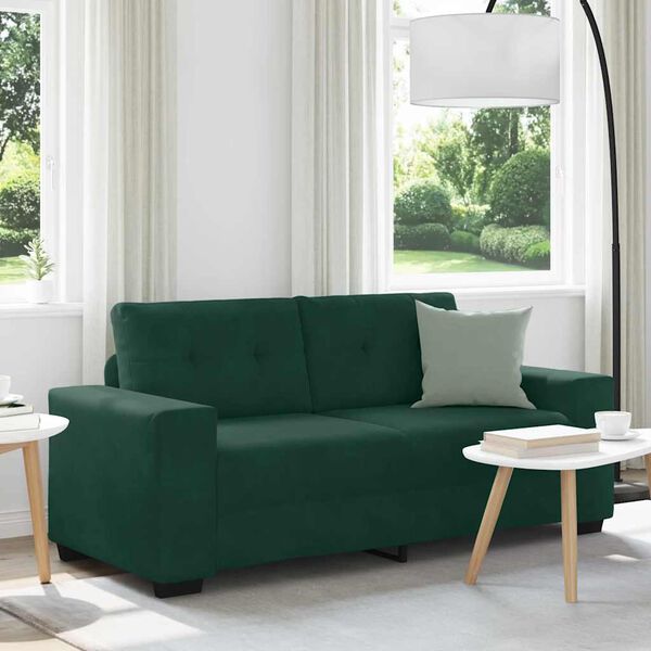 vidaXL Zweisitzer-Sofa Dunkelgr&uuml;n 180x77x82 cm Samt