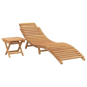 vidaXL Sonnenliege 2 pcs Braun 198 x 55 x 58,5 cm Massivholz Teak