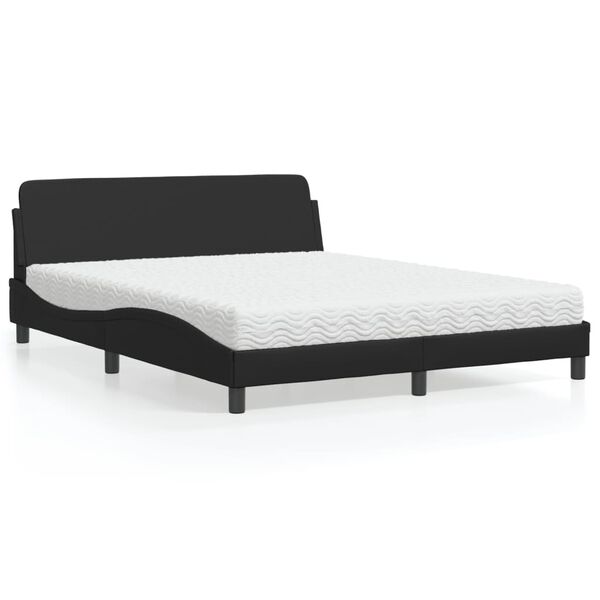 vidaXL Bett mit Matratze "Dover" Schwarz 160x200 cm Kunstleder