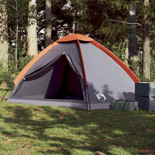 vidaXL Kuppel-Campingzelt 4 Personen Grau und Orange Wasserdicht
