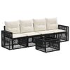 vidaXL Gartensofa-set 5 stk. Schwarz und Cremewei&szlig; Poly-Rattan