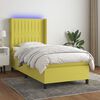 vidaXL Boxspringbett mit Matratze & LED Gr&uuml;n 90x190 cm Stoff