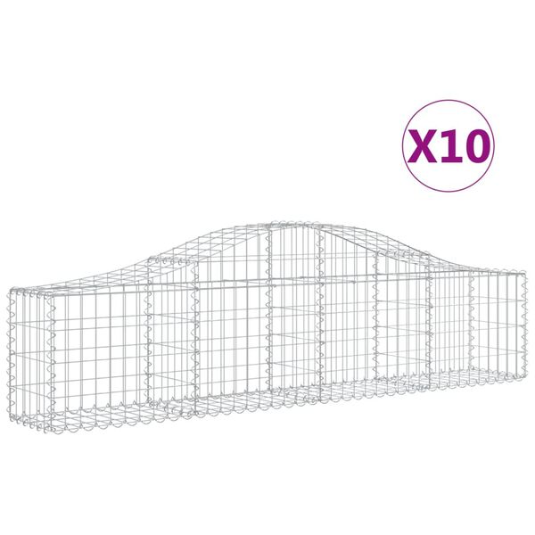 vidaXL Gabionen mit Hochbogen 10 Stk. 200x30x40/60 cm Verzinktes Eisen