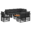 vidaXL Outdoor-Sofagarnitur 9 stk. Schwarz und Dunkelgrau Polyester