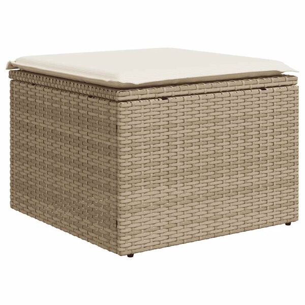 vidaXL 2-tlg. Garten-Sofagarnitur mit Kissen Beige Poly Rattan Akazie