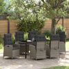 vidaXL Garten Essgruppe mit Kissen 7 pcs Grau Poly-Rattan