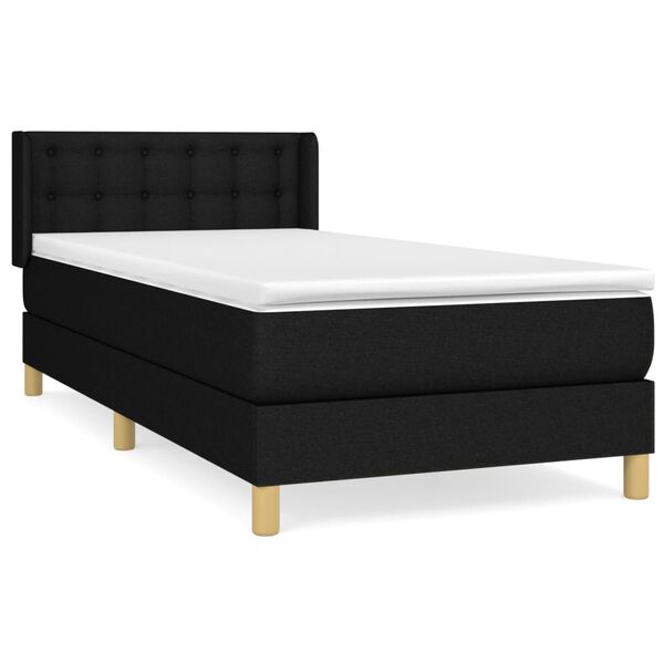 vidaXL Boxspringbett mit Matratze Schwarz 100x200 cm Stoff