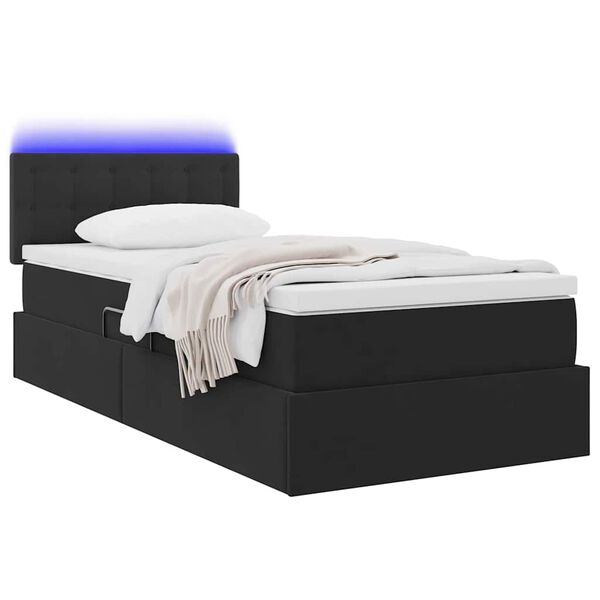 vidaXL Bett mit Stauraum und LED mit Matratze Schwarz 90 x 200 cm Samt