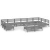 vidaXL 12-tlg. Garten-Lounge-Set Grau Massivholz Kiefer