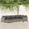 vidaXL 6-tlg. Garten-Lounge-Set mit Kissen Grau Poly Rattan