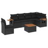 vidaXL 7-tlg. Garten-Sofagarnitur mit Kissen Schwarz Poly Rattan