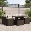 vidaXL 7-tlg. Garten-Sofagarnitur mit Kissen Braun Poly Rattan