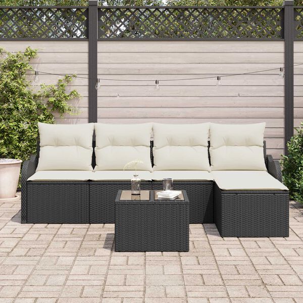 vidaXL Gartensofa-set mit Speicher 6 pcs Braun Poly-Rattan