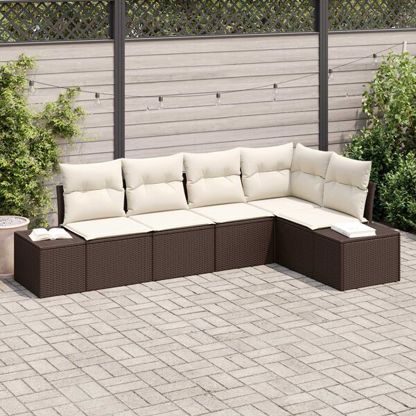 vidaXL Gartensofa-set 5 pcs Braun Poly-Rattan