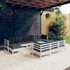 vidaXL 11-tlg. Garten-Lounge-Set mit Kissen Wei&szlig; Kiefer Massivholz