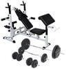 vidaXL Hantelbank mit Ablage, Langhantel und Kurzhantel-Set 90 kg
