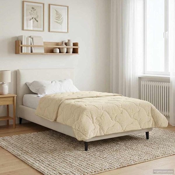 vidaXL Sommerdecke Creme 155 x 200 cm Mikrofaser und Teddy-Fleece
