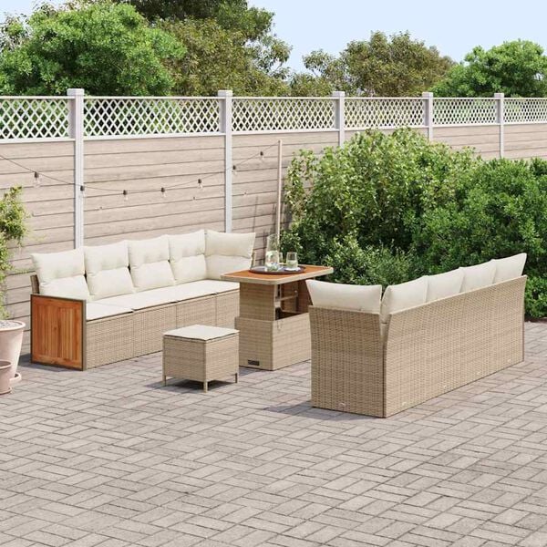 vidaXL Garten-Sofa-Set mit Kissen 11 pcs Beige und Creme