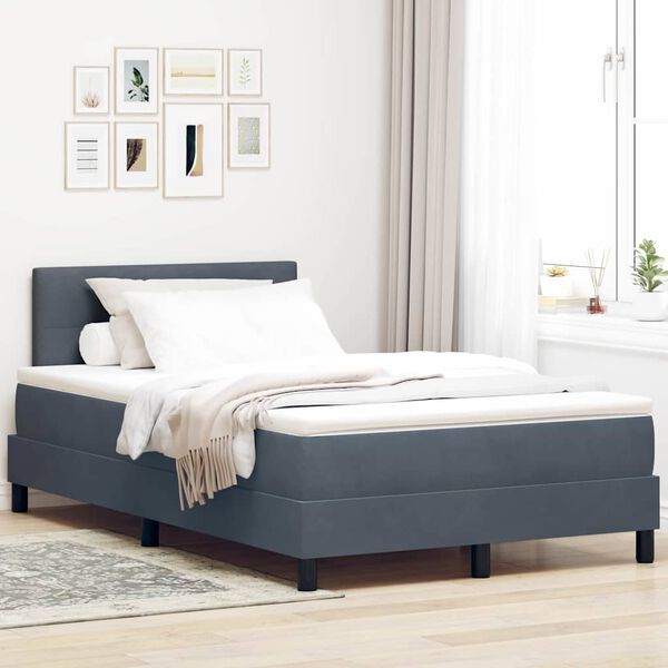 vidaXL Boxspringbett mit Matratze Dunkelgrau 120 x 190 cm Samt
