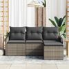 vidaXL Gartensofa-set mit Kissen mit Speicher 4 pcs Grau Poly-Rattan