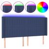 vidaXL LED Kopfteil Blau 163x16x118/128 cm Stoff