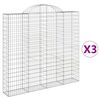 vidaXL Gabionen mit Hochbogen 3 Stk. 200x30x180/200cm Verzinktes Eisen