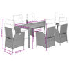 vidaXL 7-tlg. Garten-Essgruppe mit Kissen Grau Poly Rattan