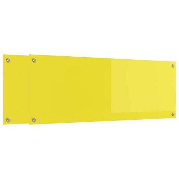 vidaXL Küchenrückwand 2 pcs Gelb 110 x 40 cm Gehärtetes Glas
