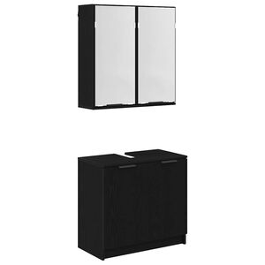 vidaXL Badezimmerschrank-Set 2 Stk. Schwarz Eichen-Optik Holzwerkstoff