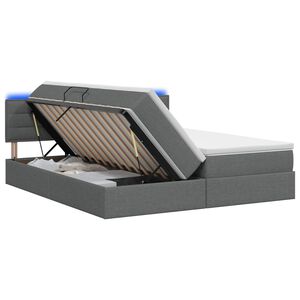 vidaXL LED-Speicherbett mit Matratze Dunkelgrau 200 x 200 cm Stoff